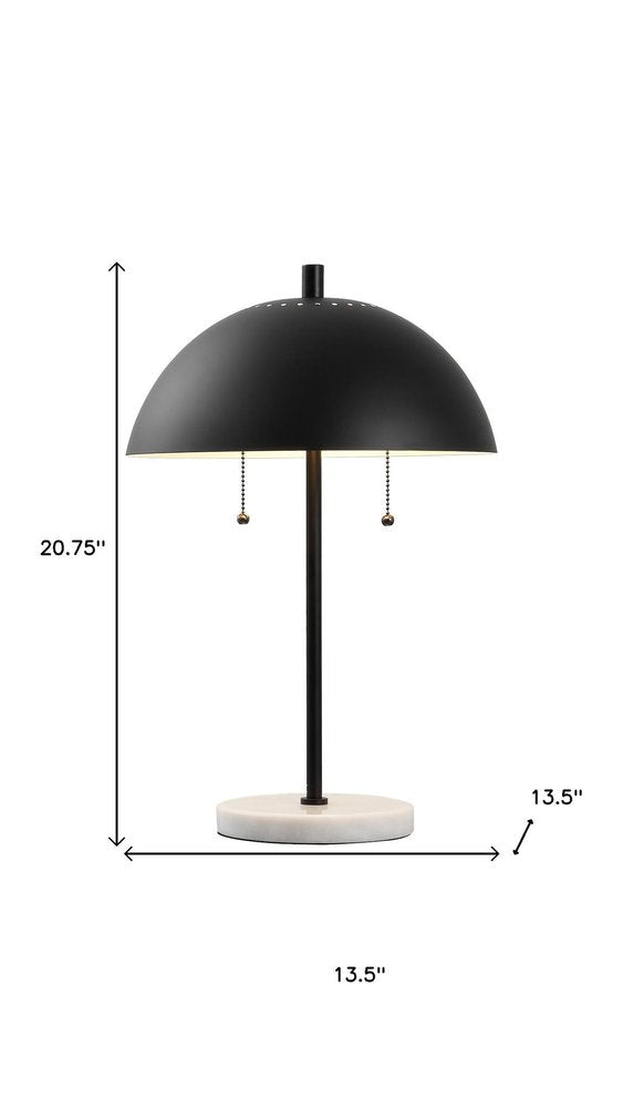 21" White Round Table Lamp With Globe Shade