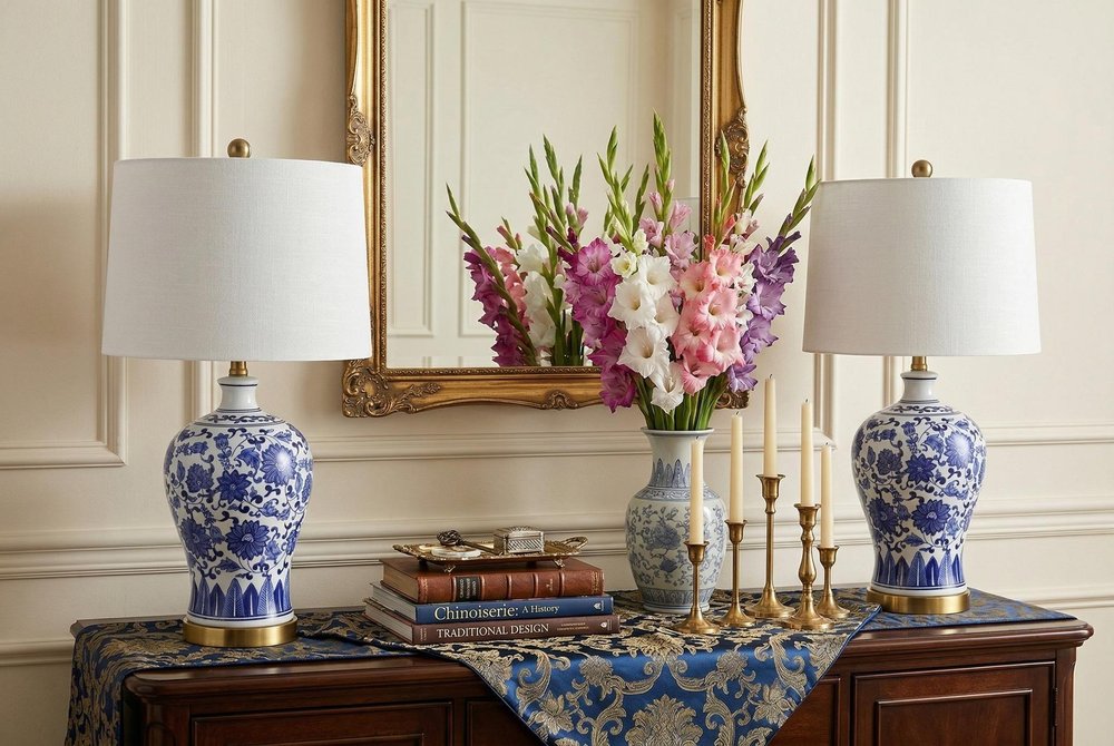 Set of Two 26" Gold Novelty Table Lamps With Globe Shades