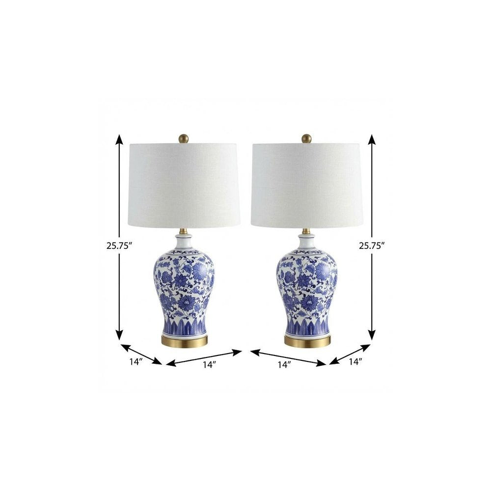 Set of Two 26" Gold Novelty Table Lamps With Globe Shades