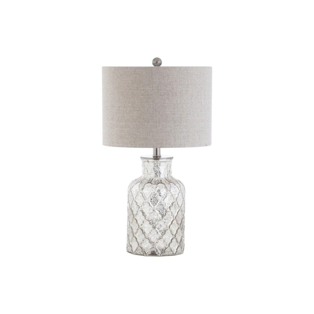 Set of Two 25" Silver Table Lamps With Drum Shades