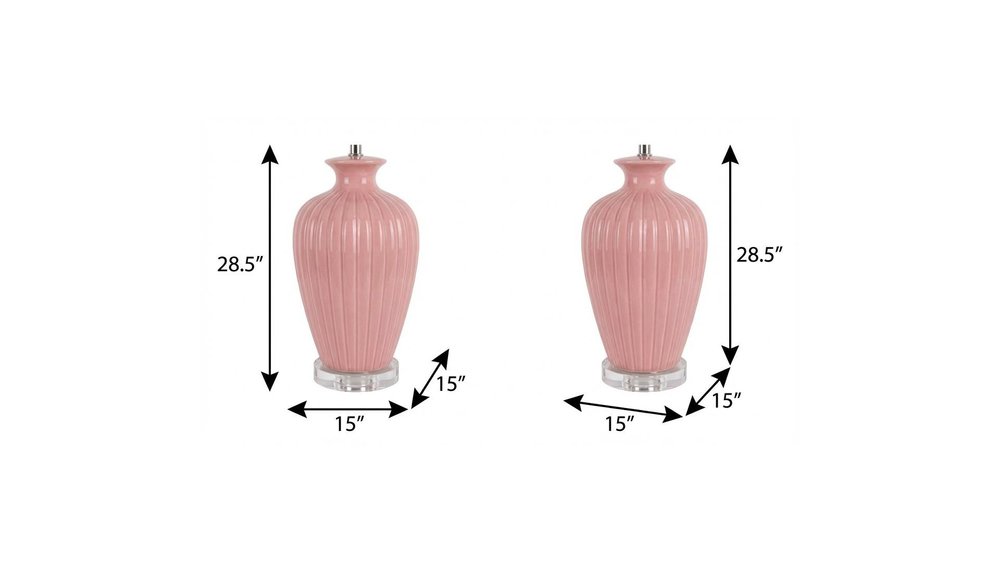 Set of Two 29" Clear Novelty Table Lamps With Drum Shades