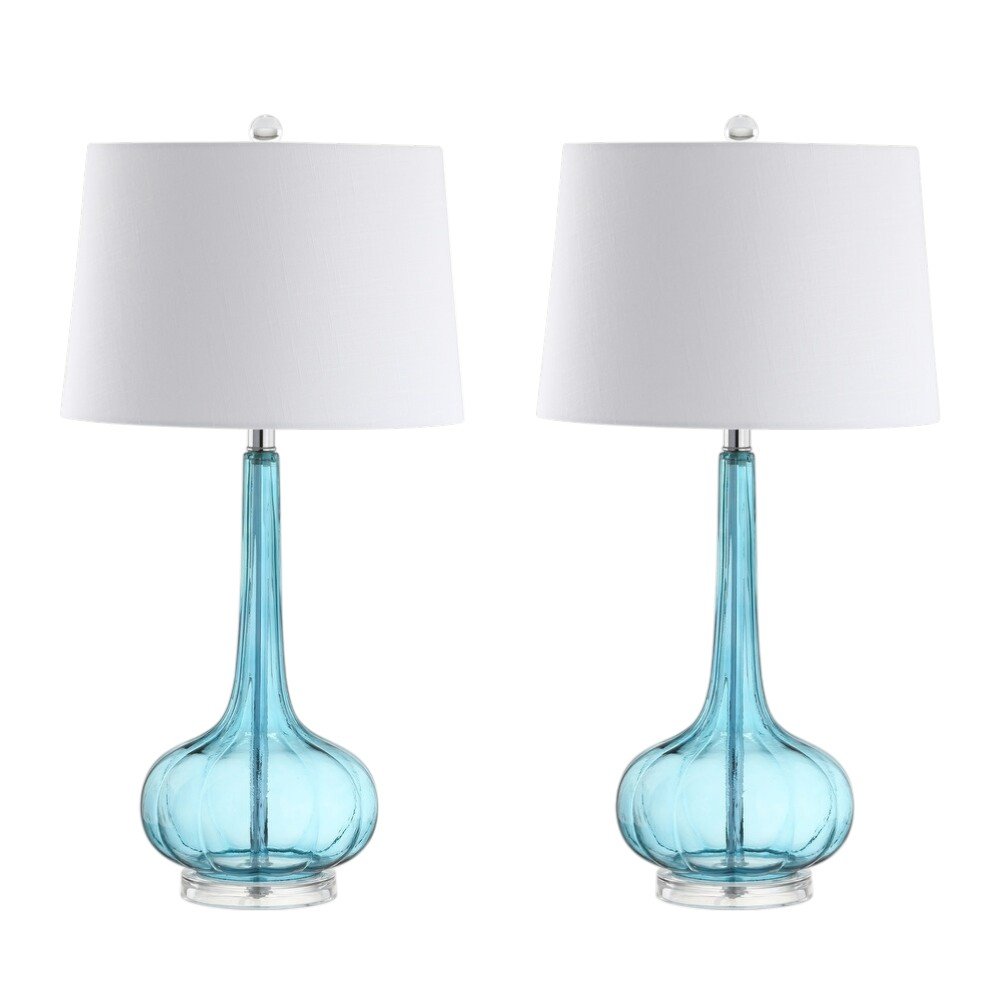 Set of Two 29" Clear Novelty Table Lamps With Drum Shades