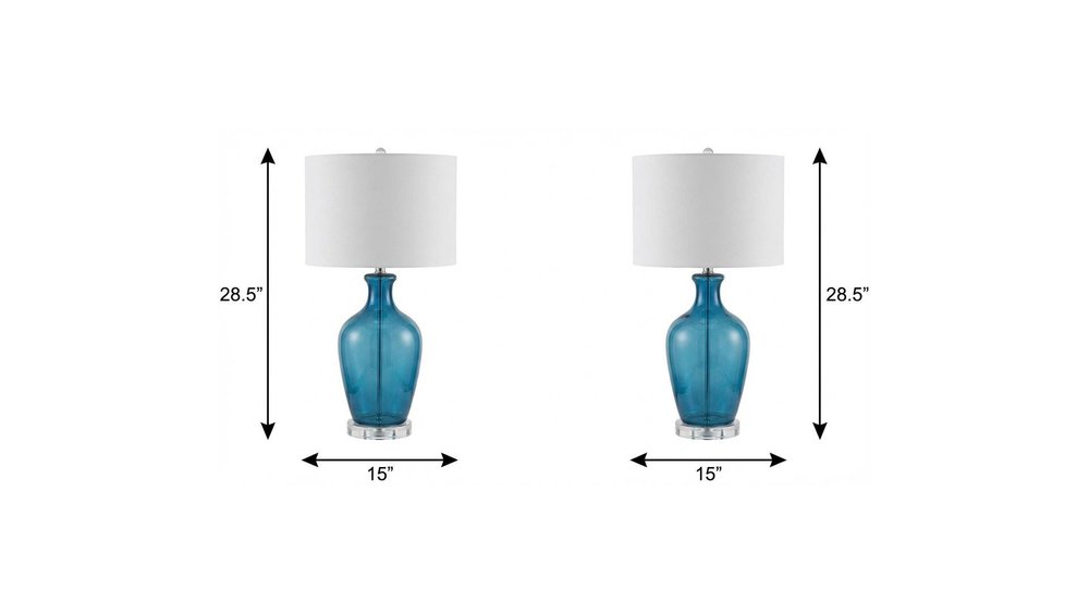 Set of Two 29" Clear Novelty Table Lamps With Drum Shades