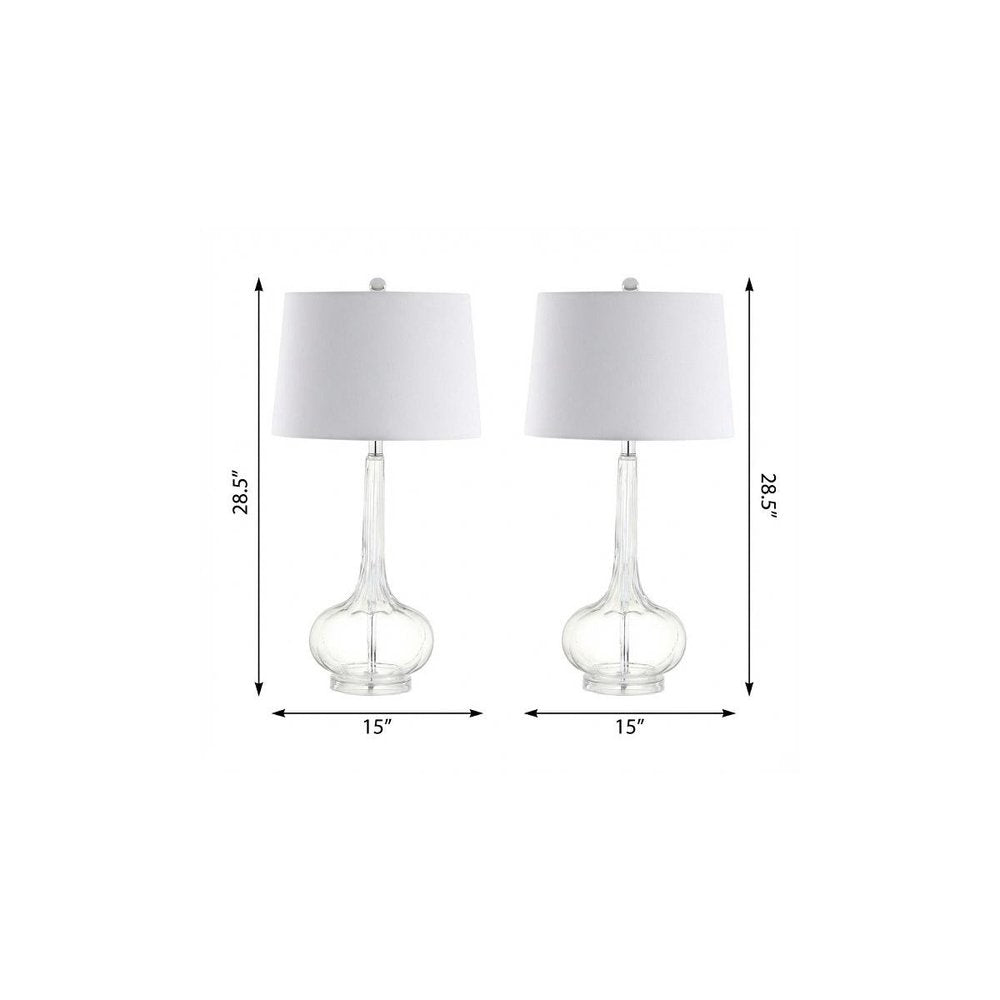 Set of Two 29" Clear Novelty Table Lamps With Drum Shades