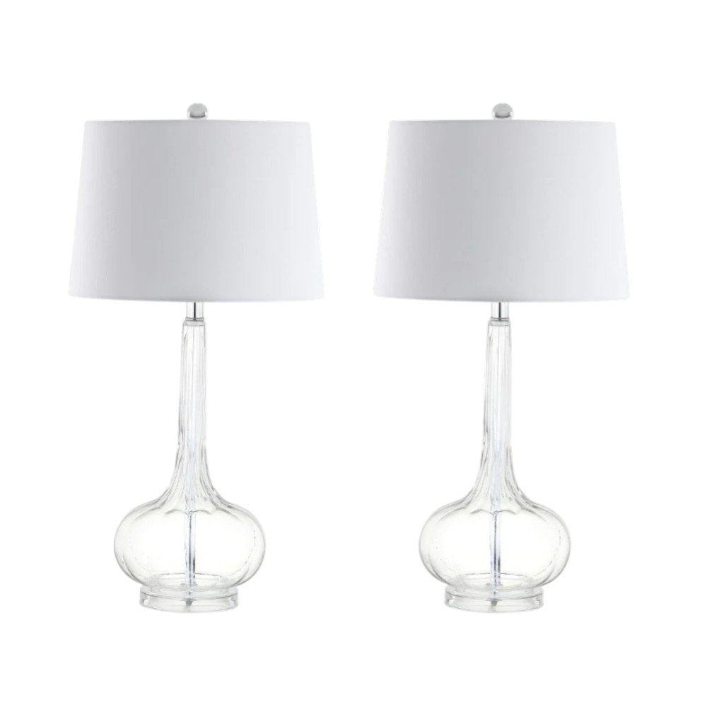 Set of Two 29" Clear Novelty Table Lamps With Drum Shades