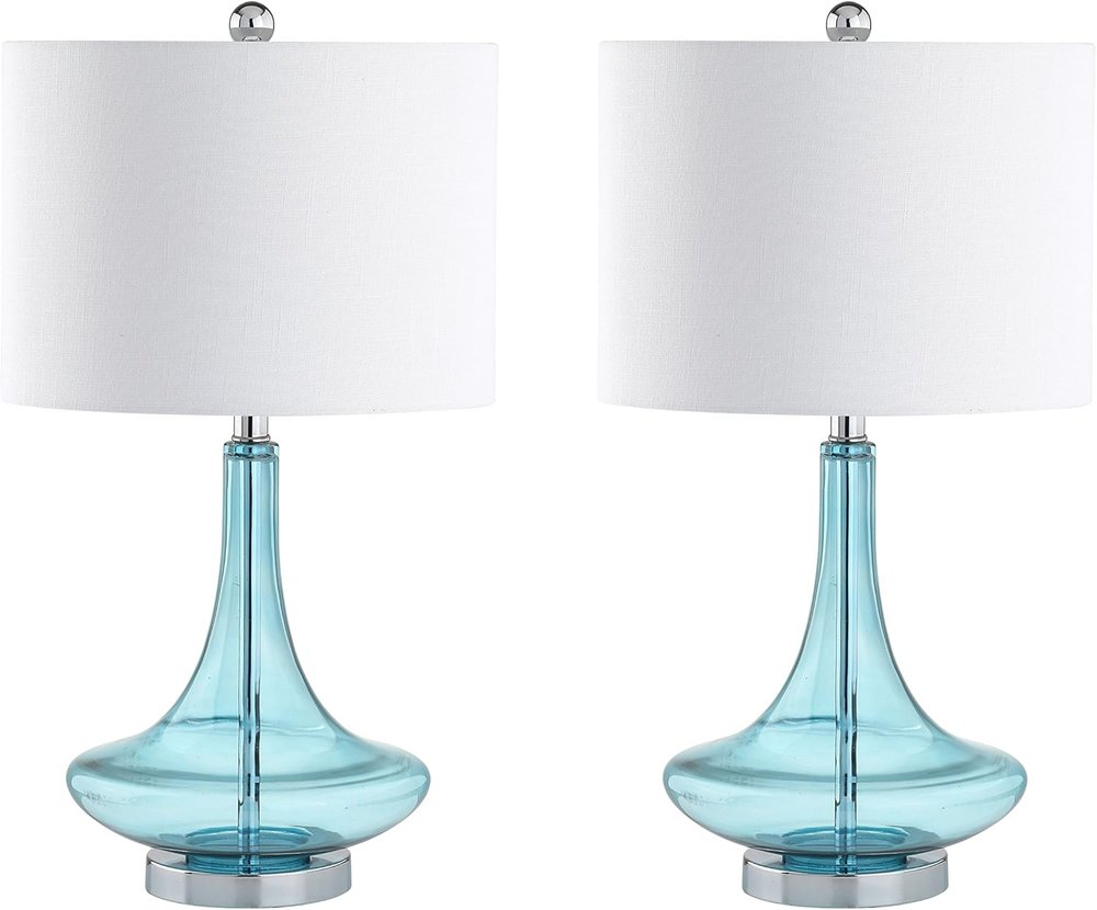 Set of Two 26" Silver Novelty Table Lamps With Drum Shades