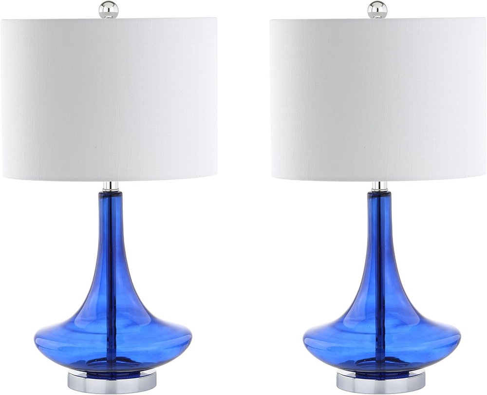 Set of Two 26" Silver Novelty Table Lamps With Drum Shades
