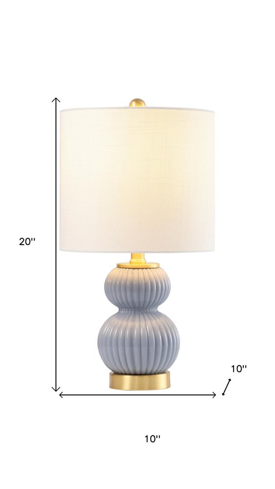 20" Gold Gourd Table Lamp With Drum Shade
