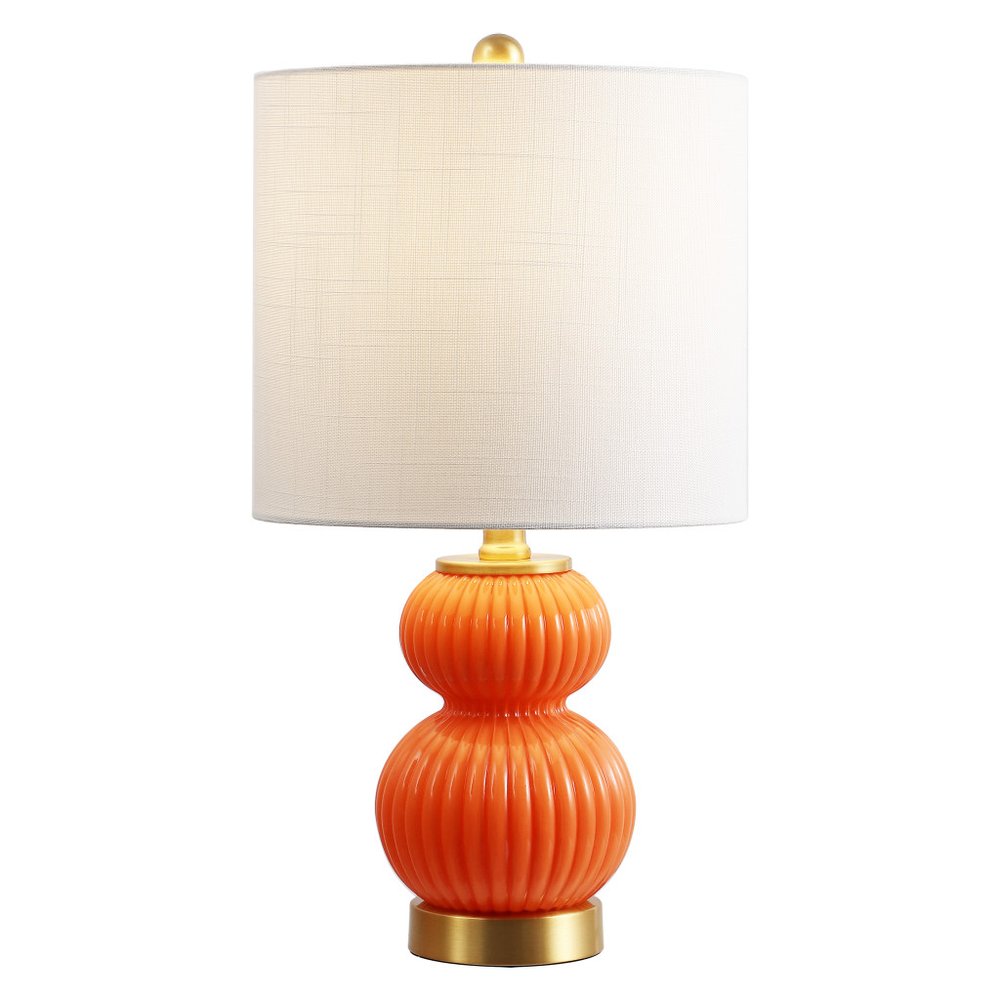 20" Gold Gourd Table Lamp With Drum Shade