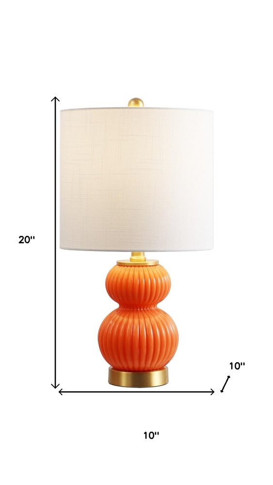 20" Gold Gourd Table Lamp With Drum Shade