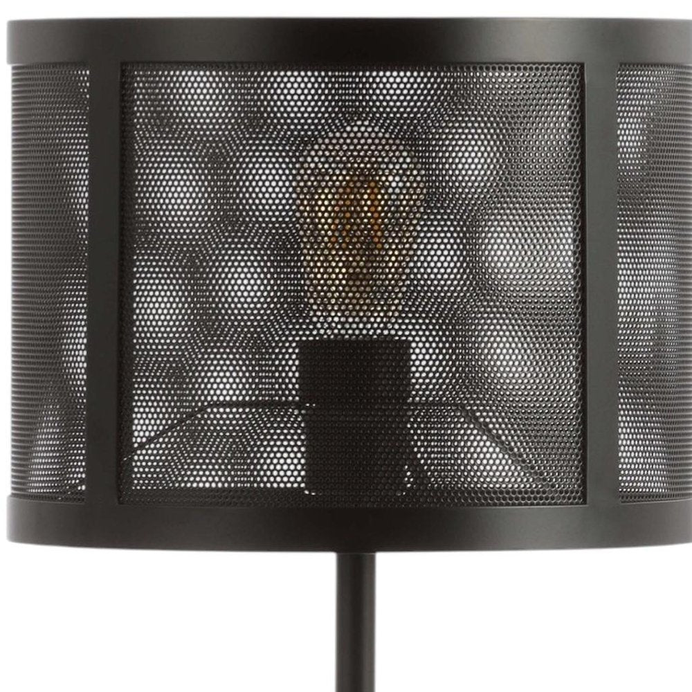 25" Black Table Lamp With Globe Shade