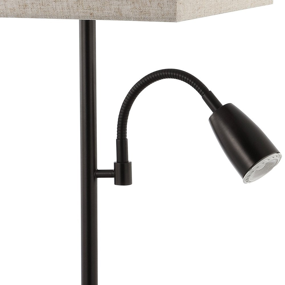 Set of Two 26" Antiqued Bronze Swing Arm Table Lamps With Square Shades