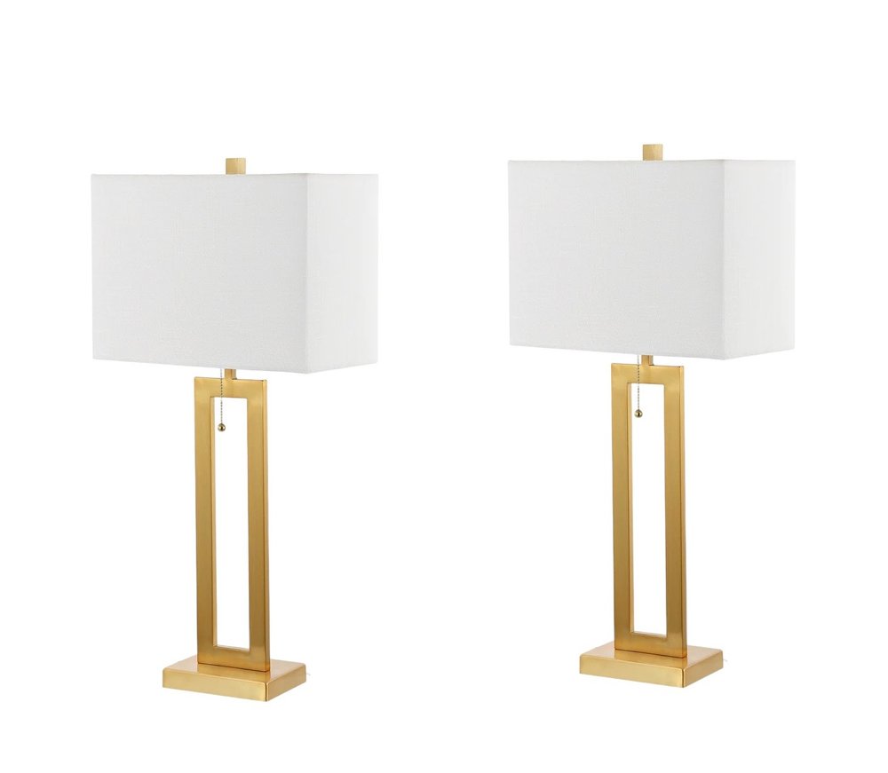 Set of Two 29" Gold Table Lamps With Shades