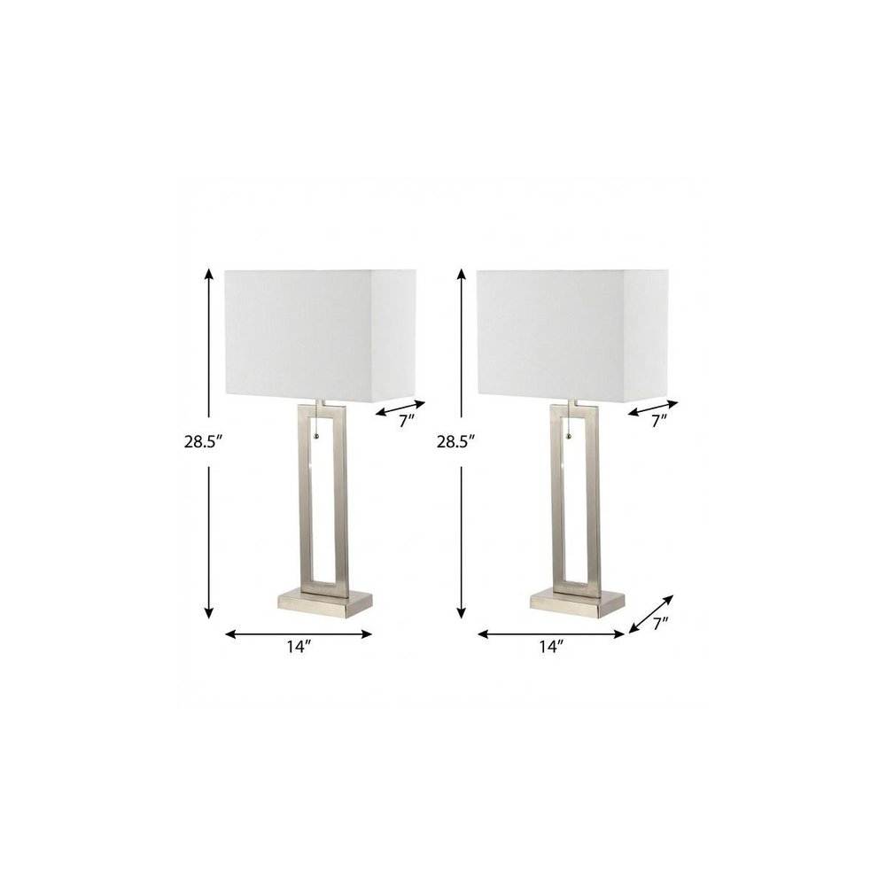 Set of Two 29" Nickel Table Lamps With Shades