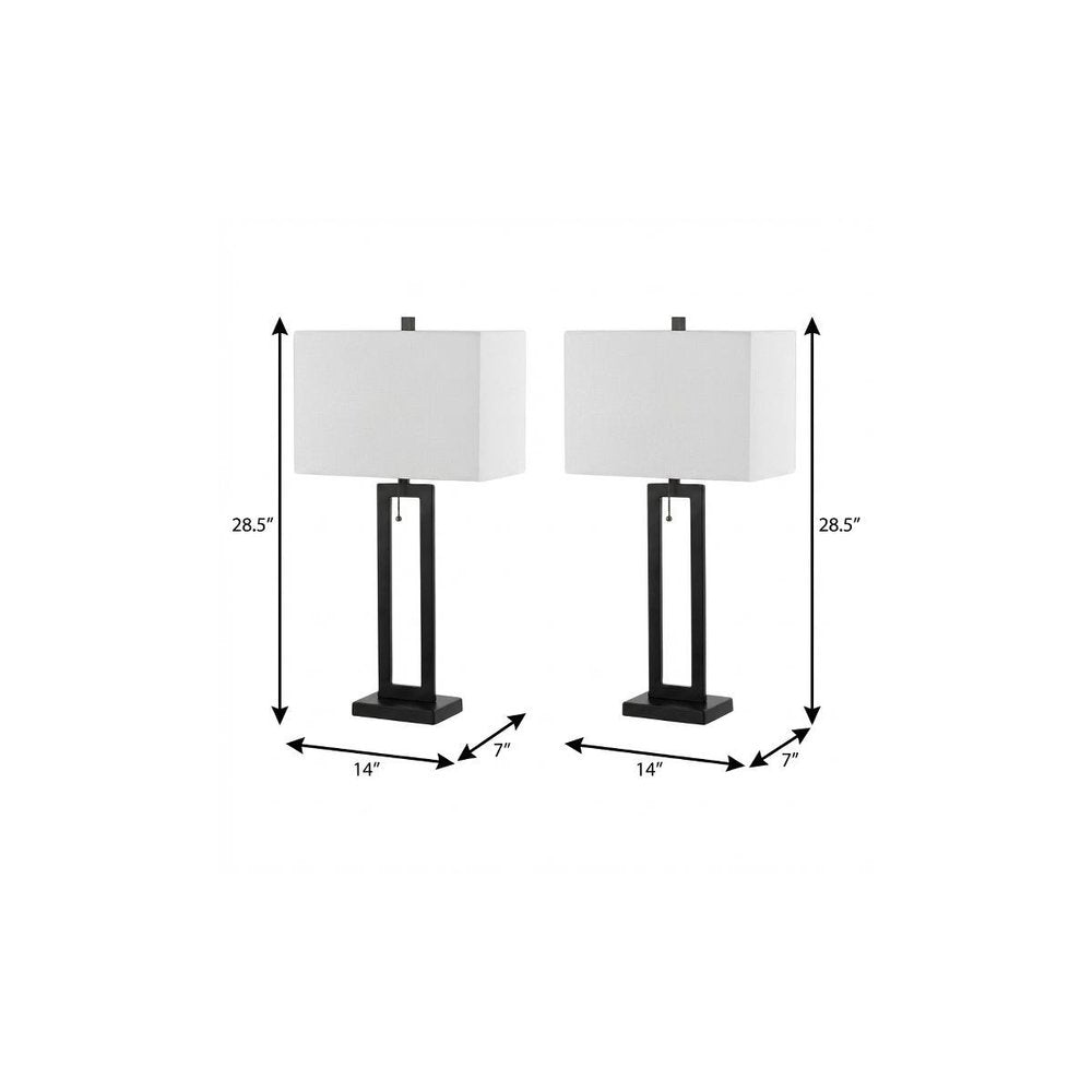 Set of Two 29" Black Table Lamps With Shades
