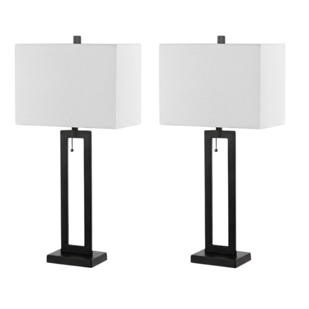 Set of Two 29" Black Table Lamps With Shades
