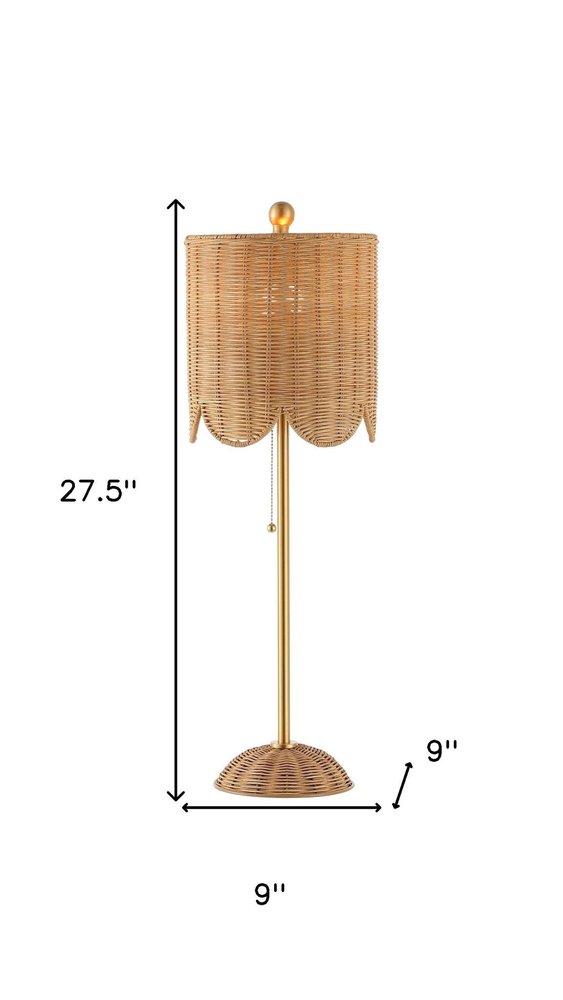 Set of Two 28" Brown Table Lamps With Drum Shades
