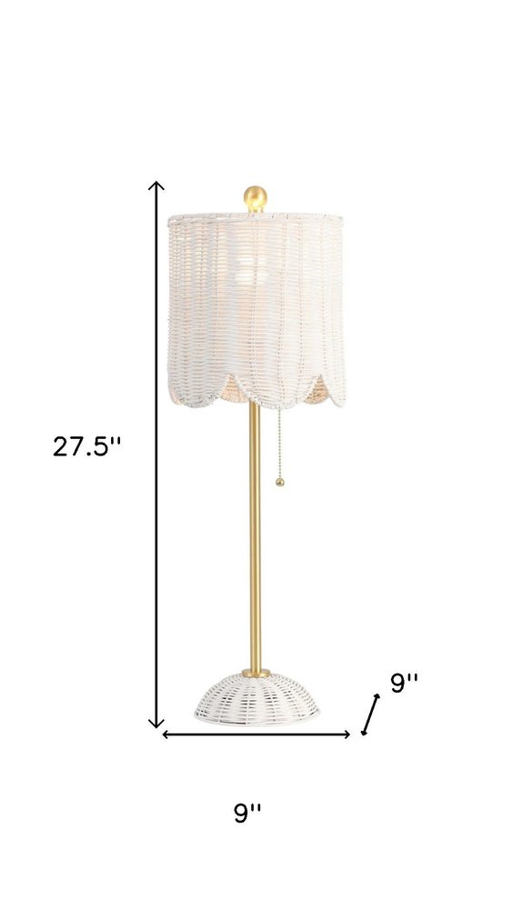 Set of Two 28" White Table Lamps With Drum Shades