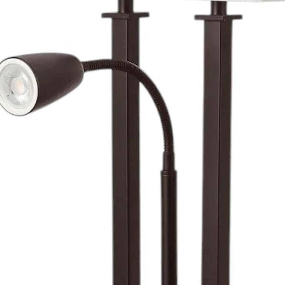 24" Antiqued Bronze Swing Arm Novelty Table Lamp With Shade