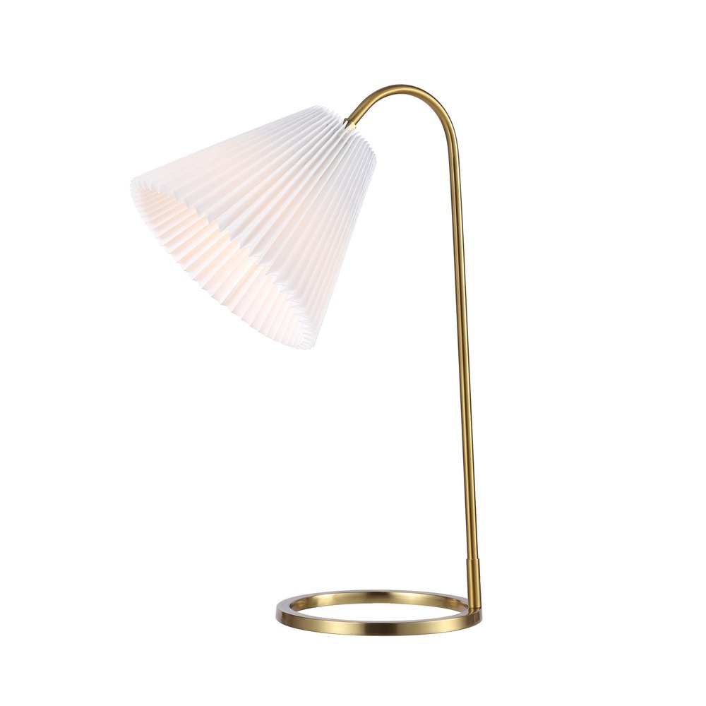 22" Gold Ribbed Swing Arm Geometric Arched Lamp With Empire Shade