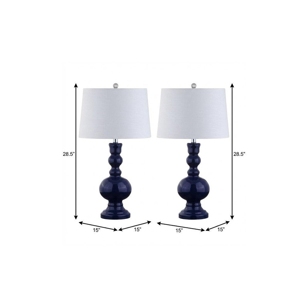 Set of Two 29" Blue Novelty Table Lamps With Drum Shades