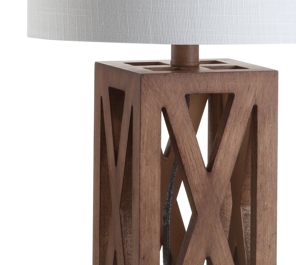 22" Brown Table Lamp With Drum Shade