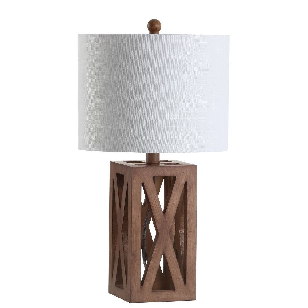 22" Brown Table Lamp With Drum Shade