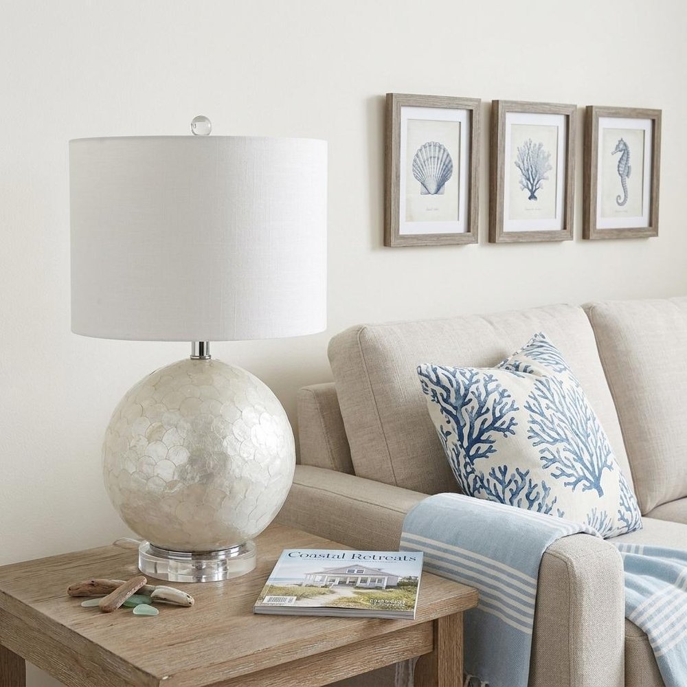24" Clear Globe Lamp Base With Drum Shade