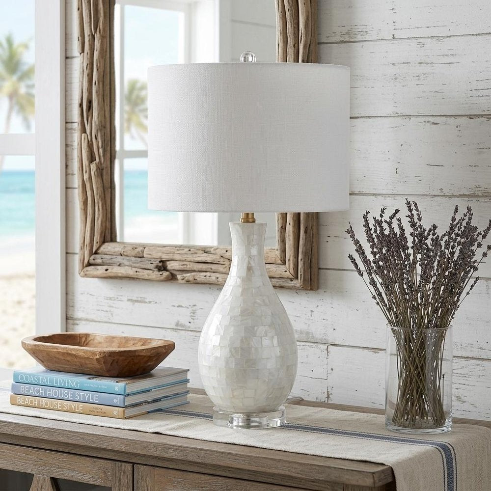 27" Clear Novelty Table Lamp With Drum Shade