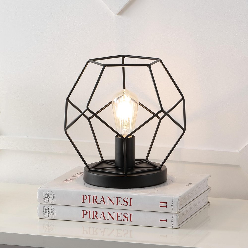 10" Black Geometric Table Lamp