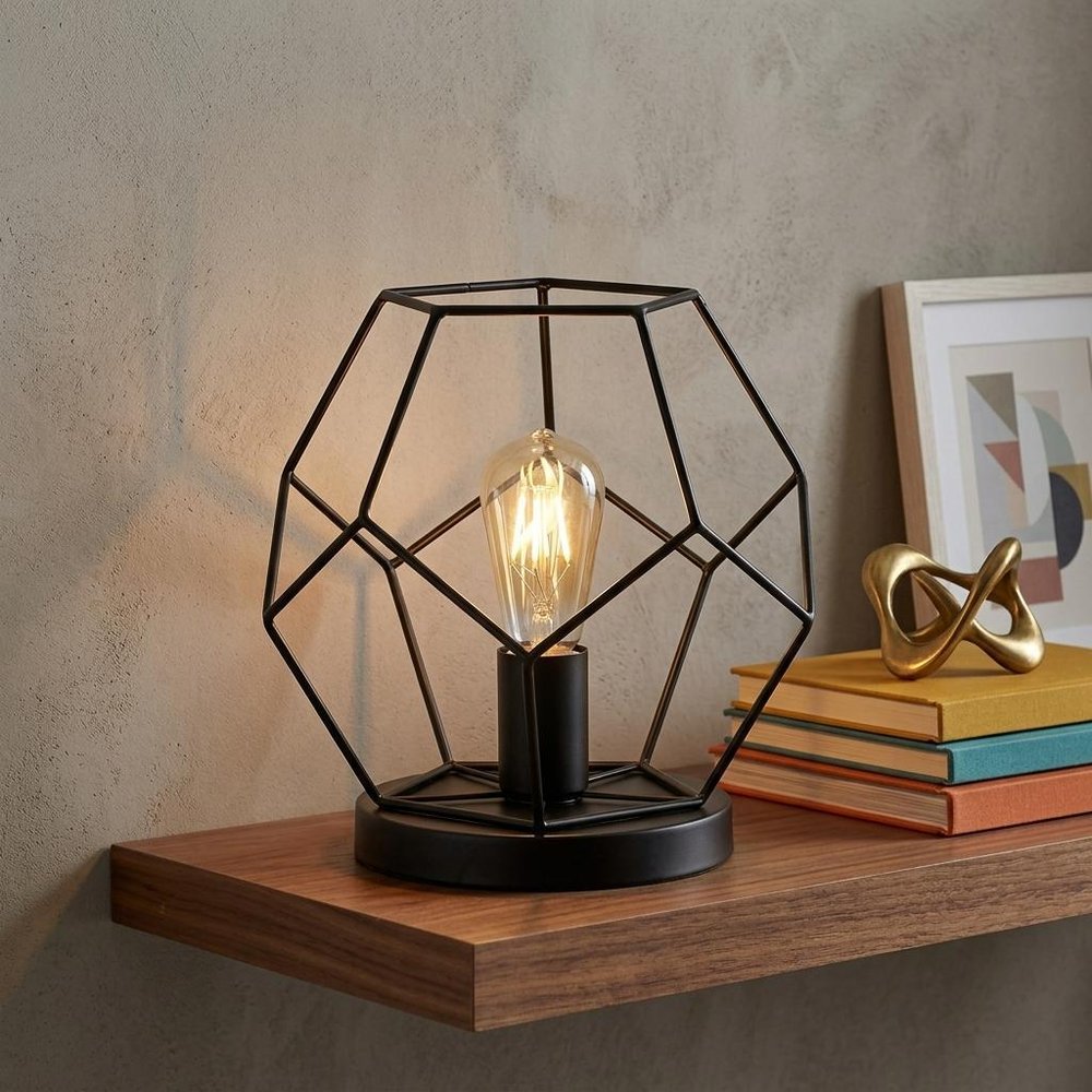 10" Black Geometric Table Lamp