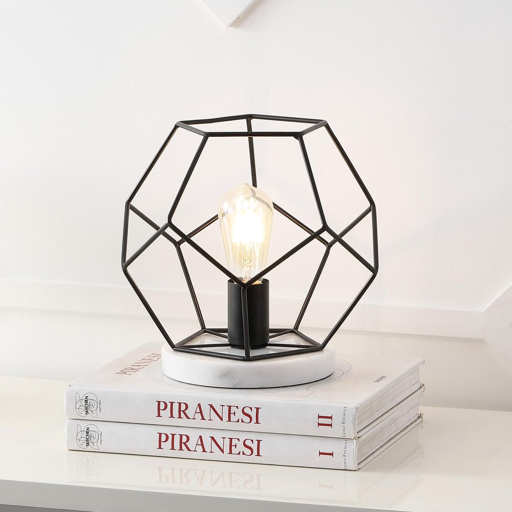 10" White Geometric Table Lamp