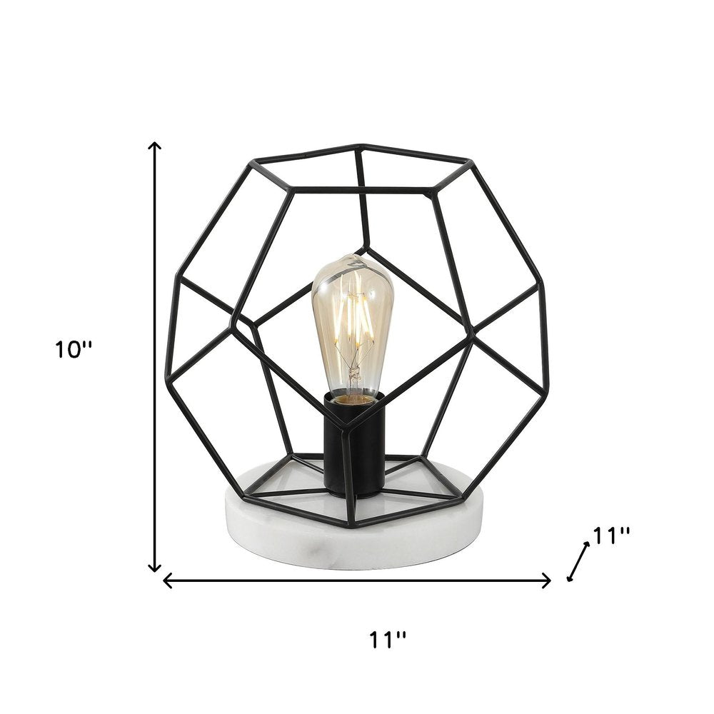 10" White Geometric Table Lamp
