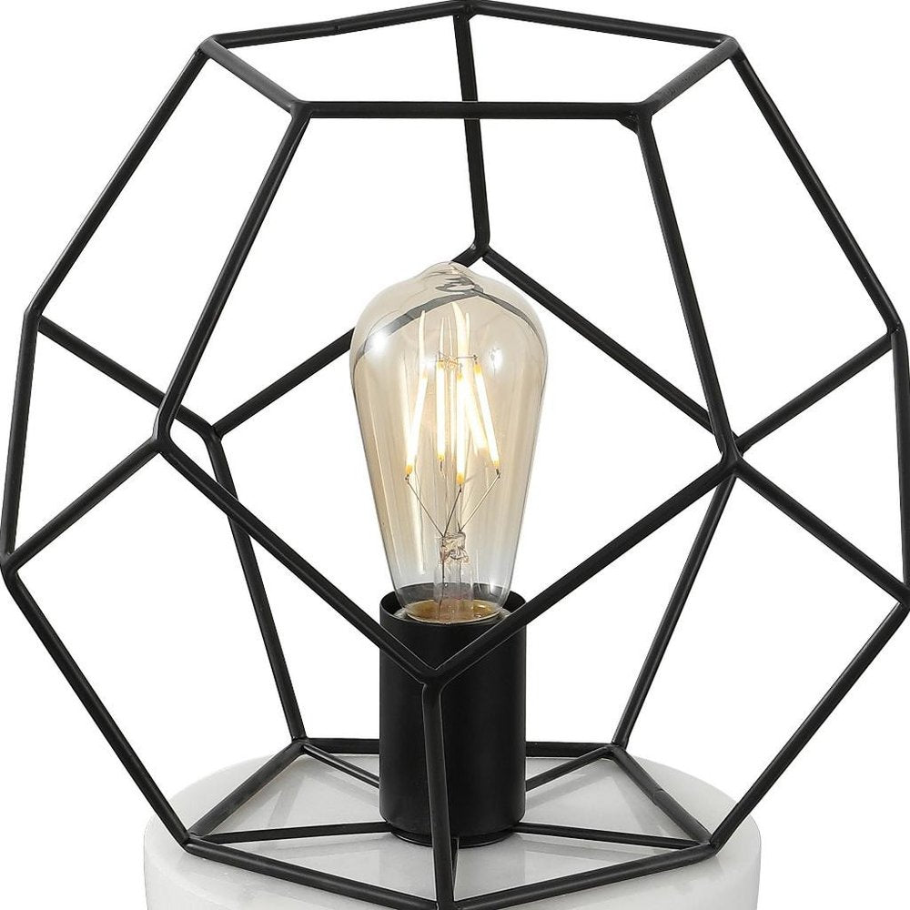 10" White Geometric Table Lamp