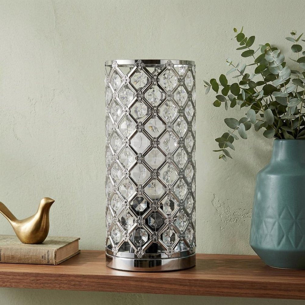 10" Silver Column Lamp