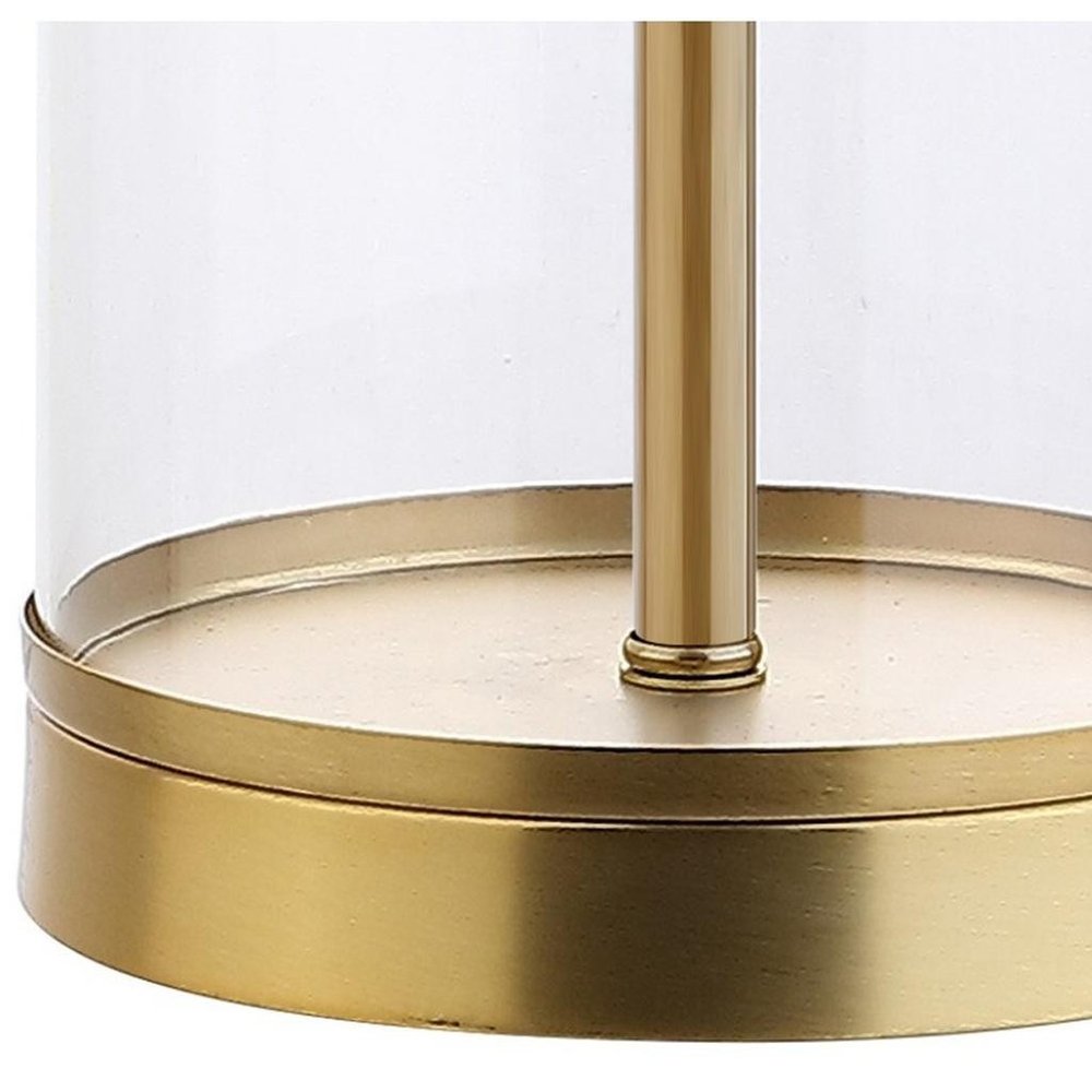 29" Gold Table Lamp With Drum Shade