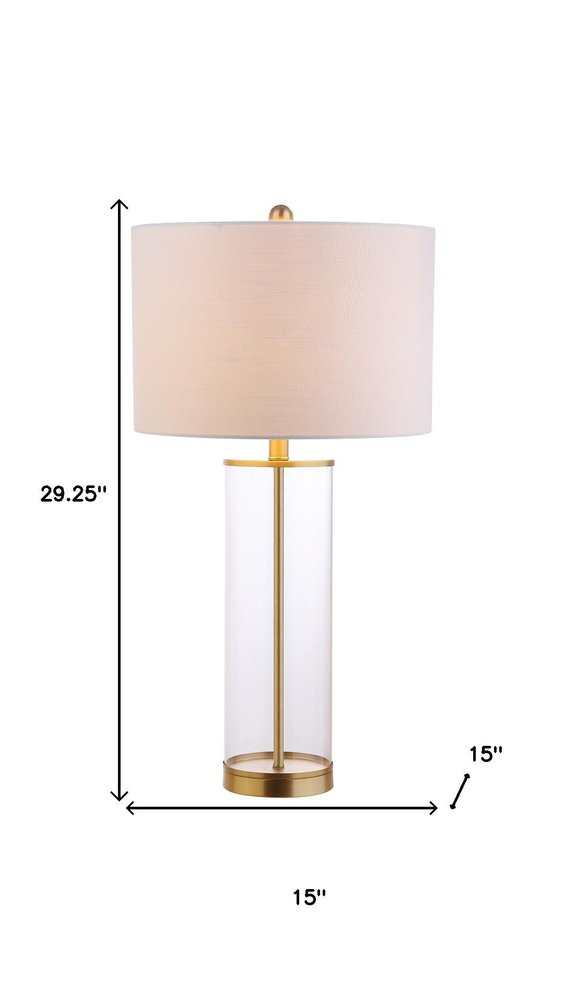 29" Gold Table Lamp With Drum Shade