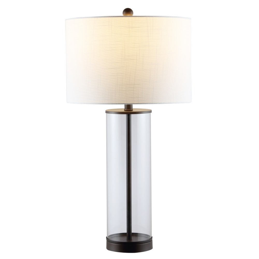 29" Antiqued Bronze Table Lamp With Drum Shade