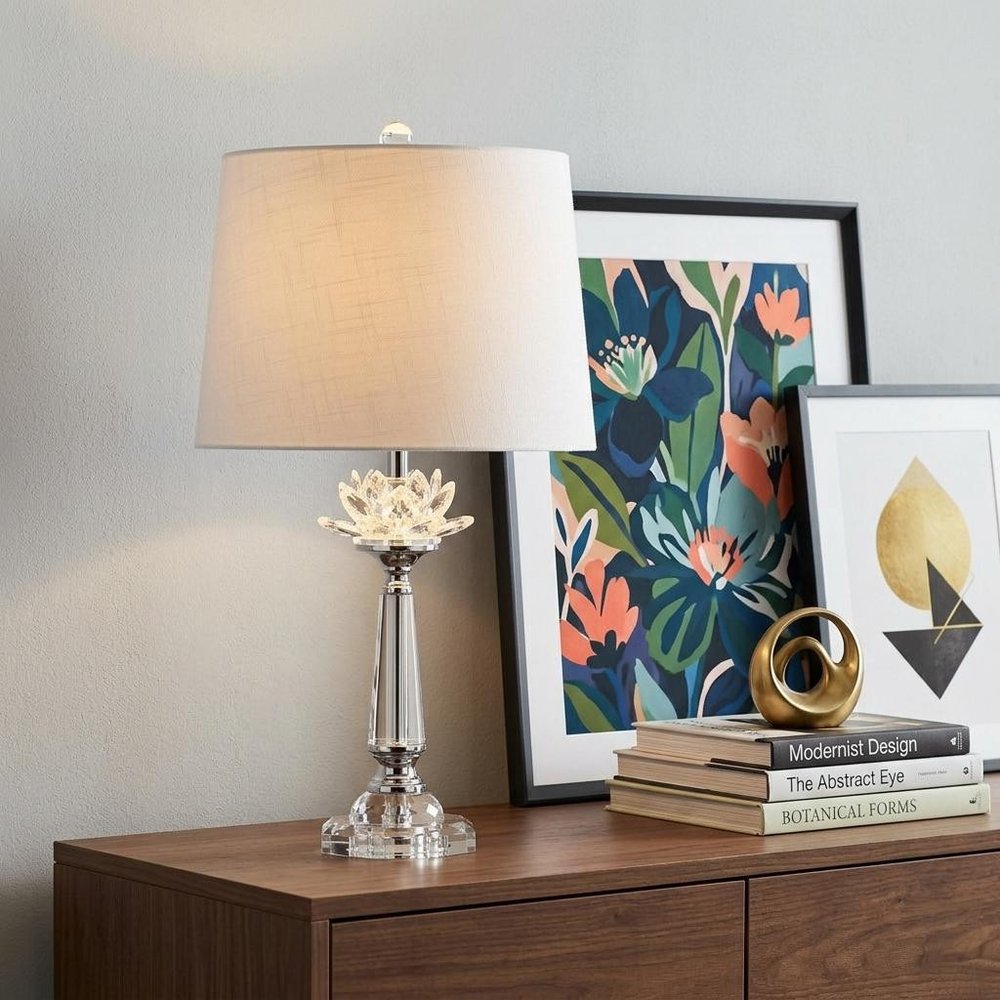 25" Clear Novelty Table Lamp With Drum Shade