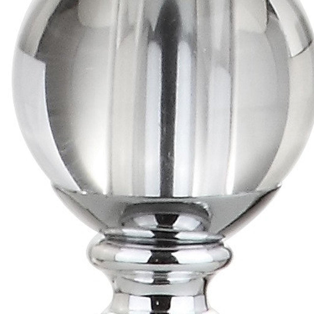 20" Silver And Clear Novelty Desk Lamp With Empire Shade