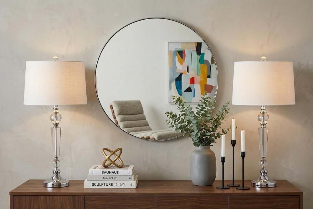 Set of Two 31" Clear And Silver Table Lamps With Drum Shades