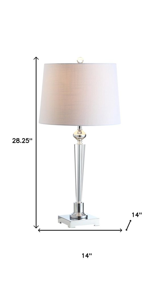 28" Silver Table Lamp With Drum Shade