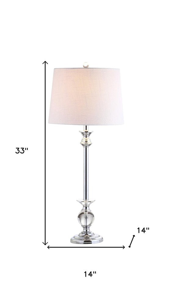 Set of Two 33" Silver Table Lamps With Drum Shades