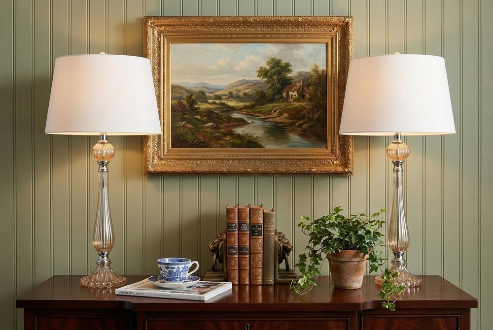 Set of Two 33" Champagne Novelty Table Lamps With Globe Shades