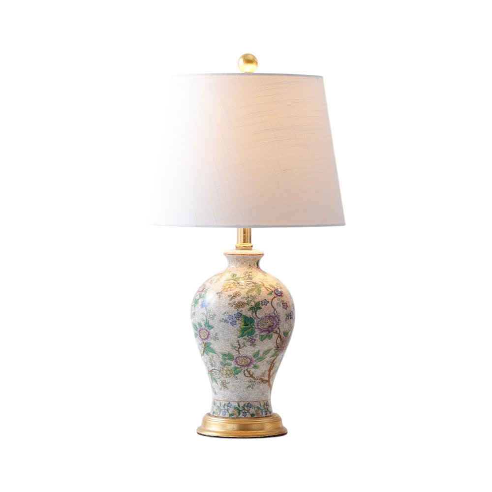 24" Gold And Off White Urn Table Lamp With Empire Shade