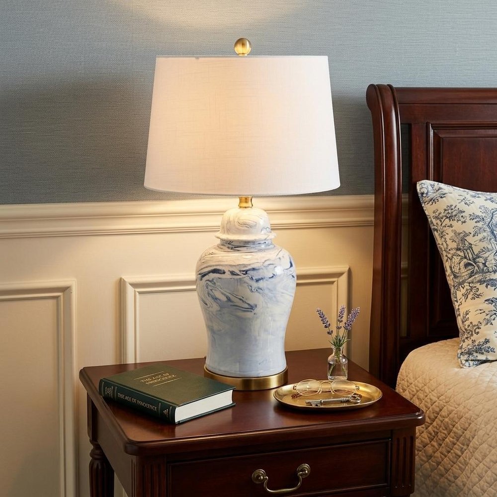 26" Gold Novelty Table Lamp With Drum Shade