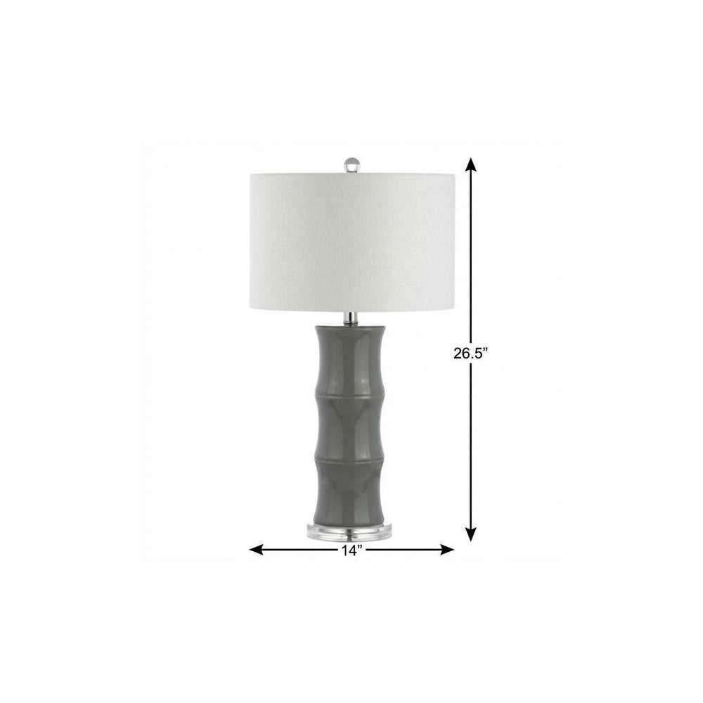 27" Gray And Clear Gourd Bedside Lamp With Drum Shade