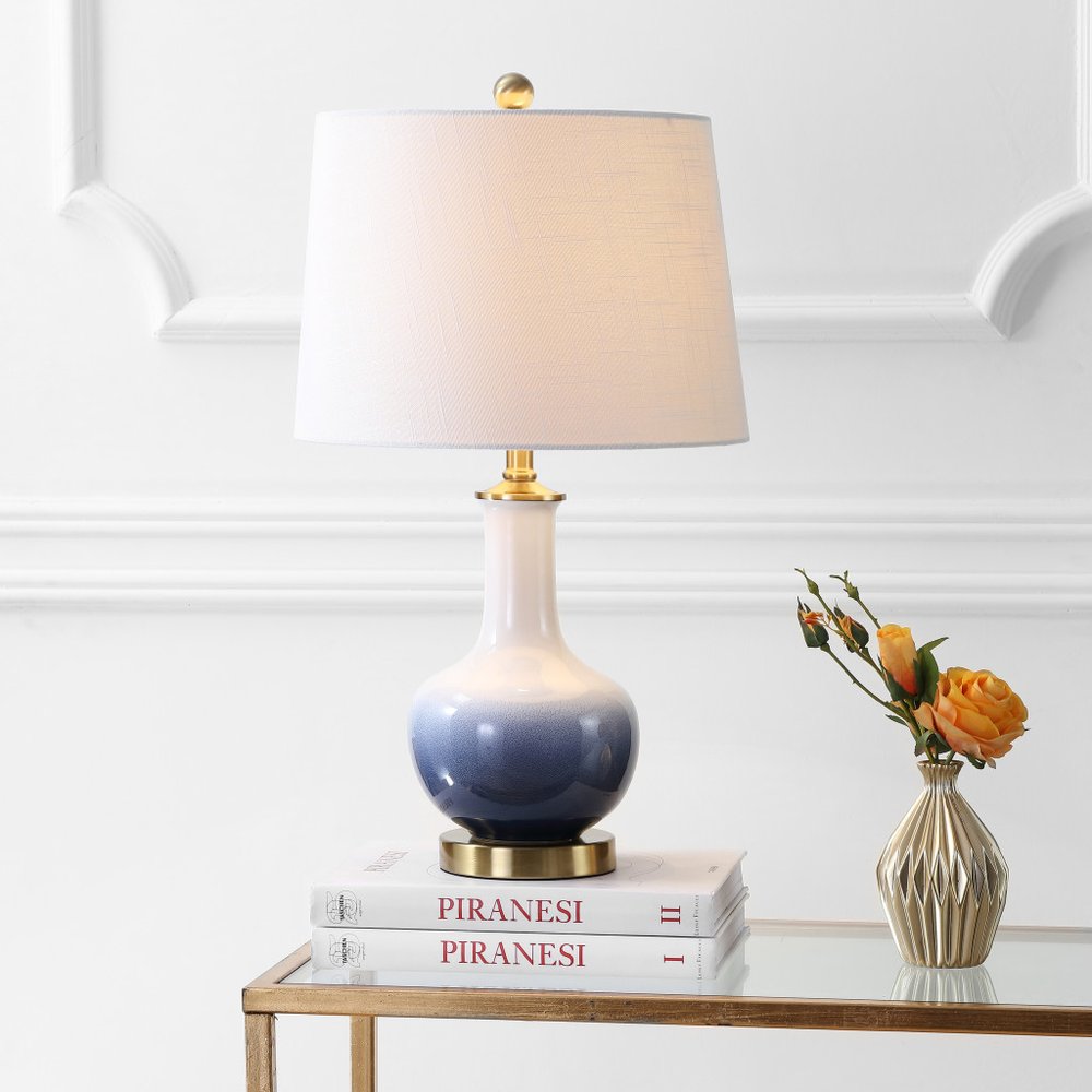 25" Gold Novelty Table Lamp With Drum Shade