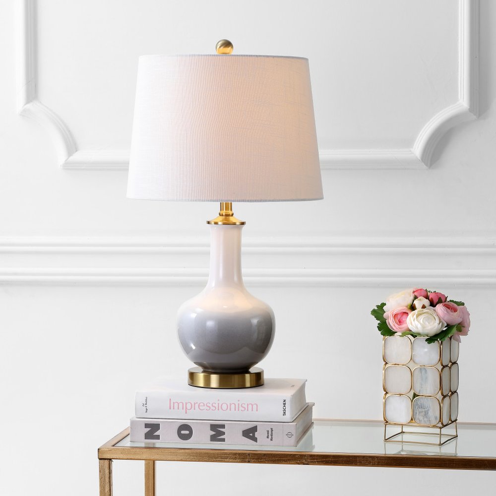 25" Gold Novelty Table Lamp With Drum Shade