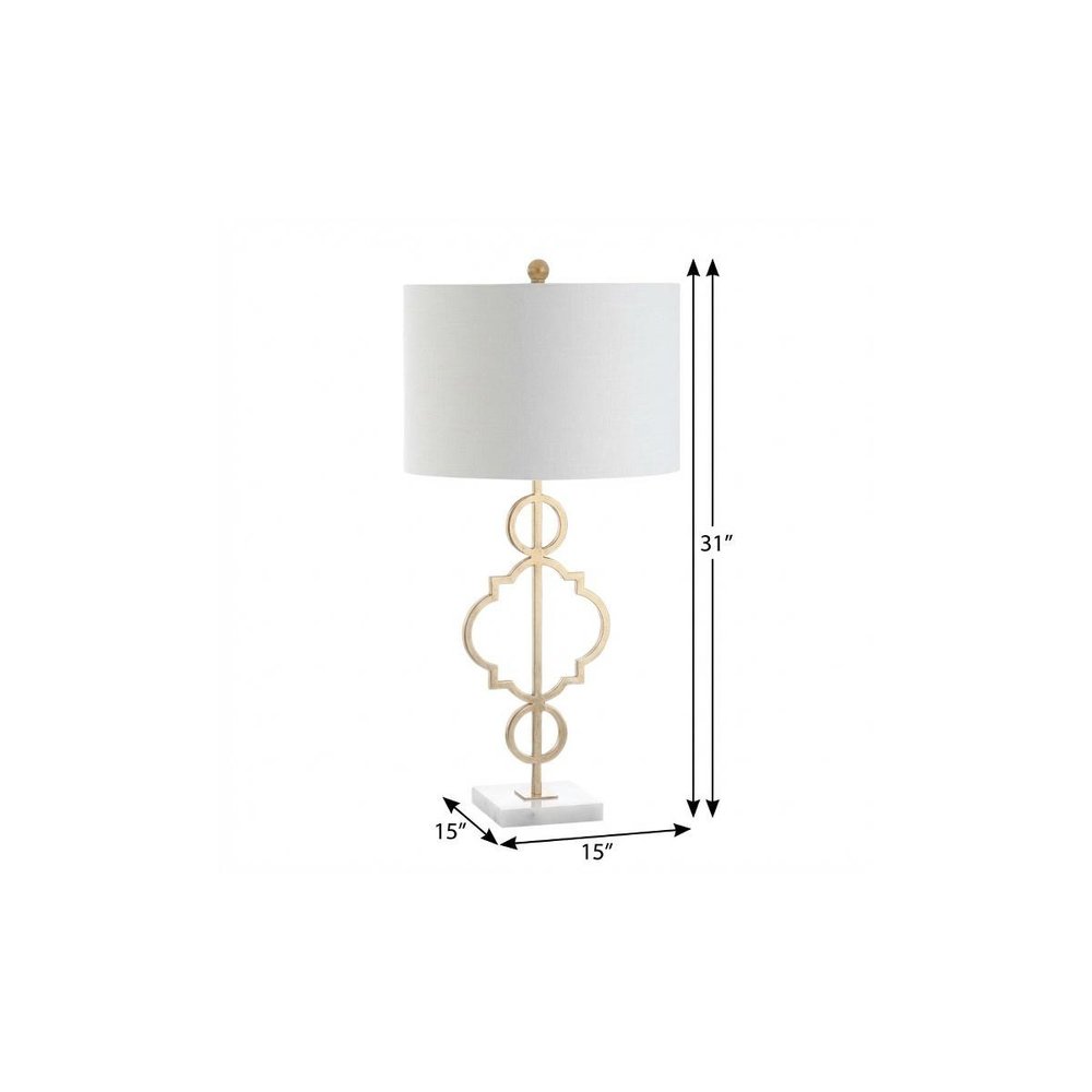 31" White Novelty Table Lamp With Drum Shade